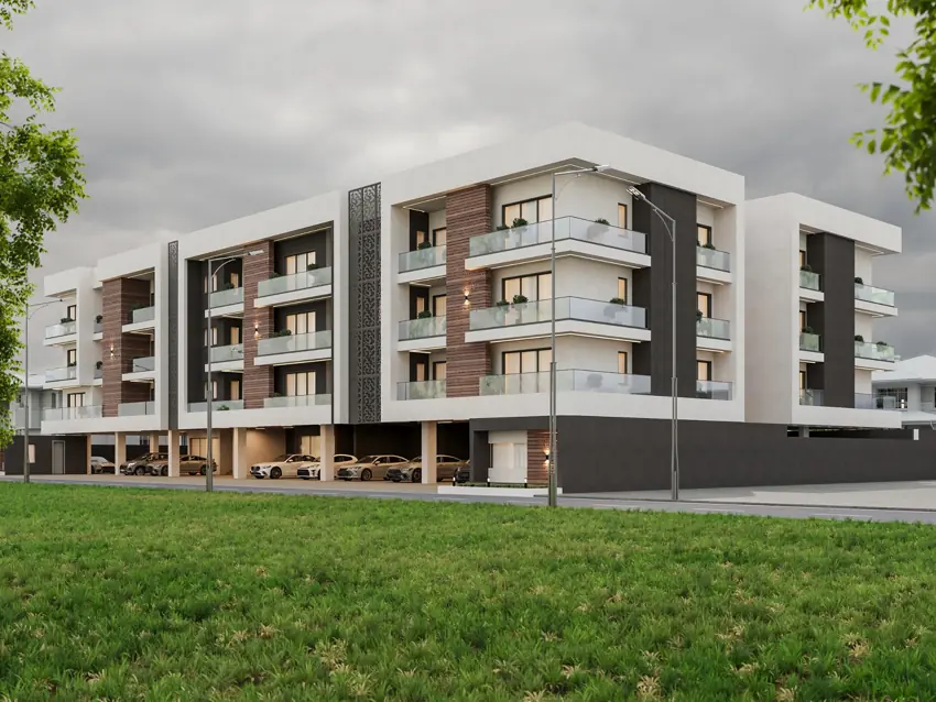Close street perspective, architectural render