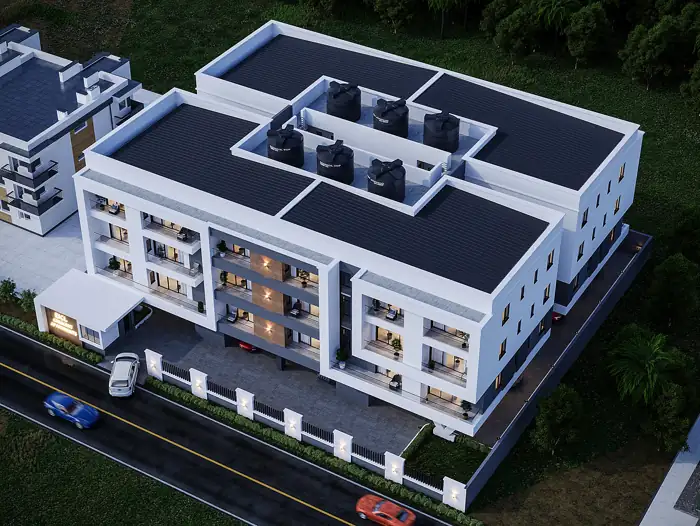 Aerial view of Crescent, architectural render