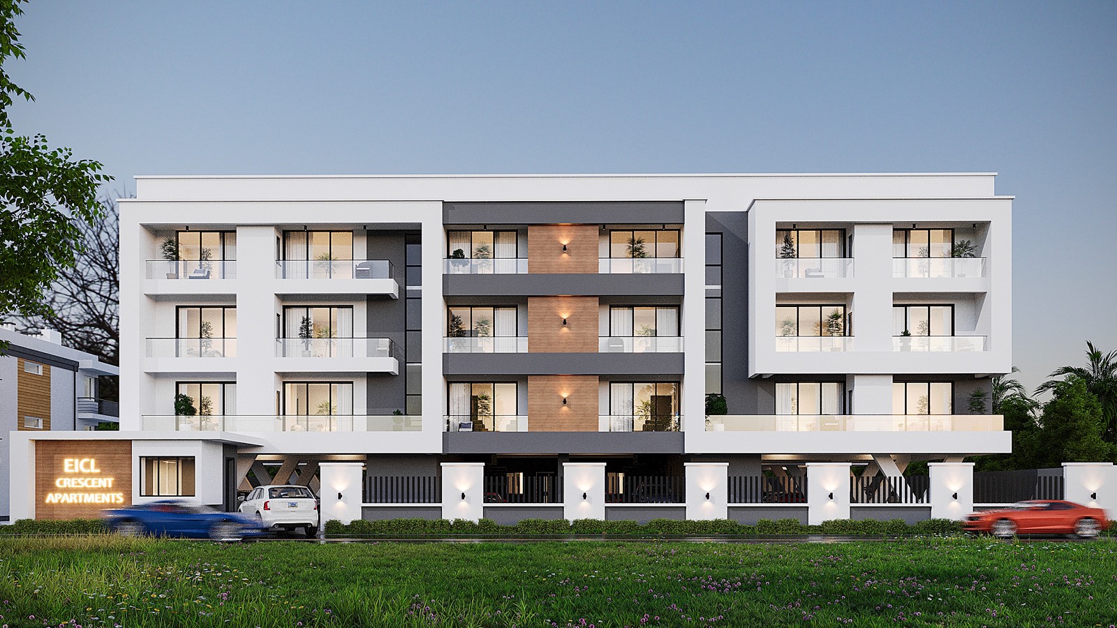 EICL Crescent front elevation, architectural render