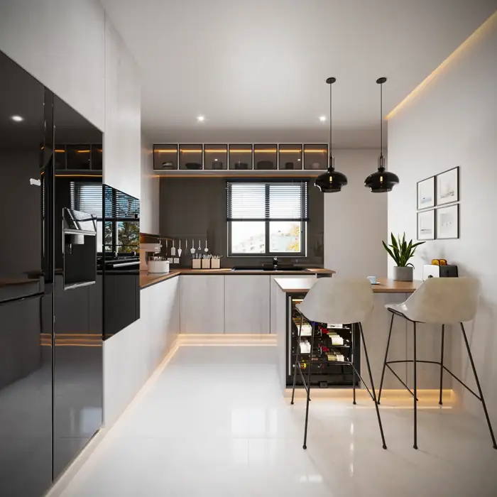 2 bedroom kitchen, interior render