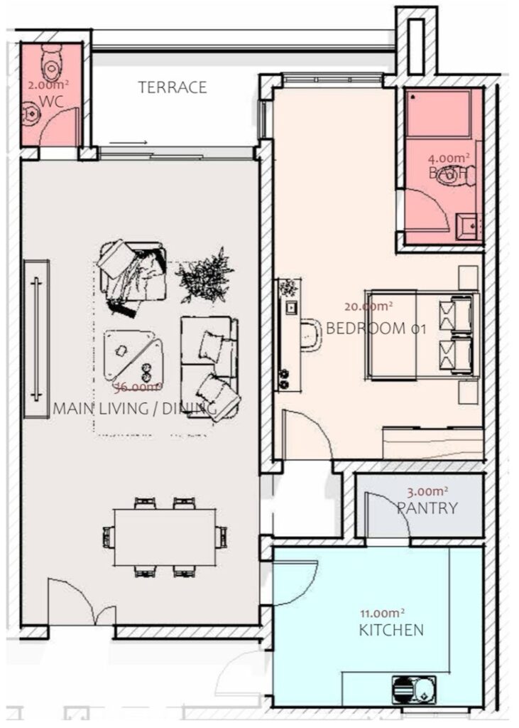EICL Close one-bedroom floor plan